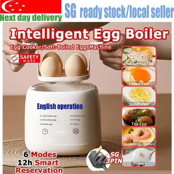 [SG Seller]🔥Egg Boiler Household Small Hard Boiled Egg Maker Automatic Power off 7 Modes Breakfast Cooker 3 Pin Plug