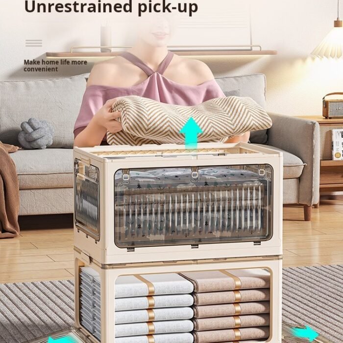 Storage Boxes for Home Wardrobes, Clothing, Bedding, and Books – Transparent Plastic Folding Storage Boxes