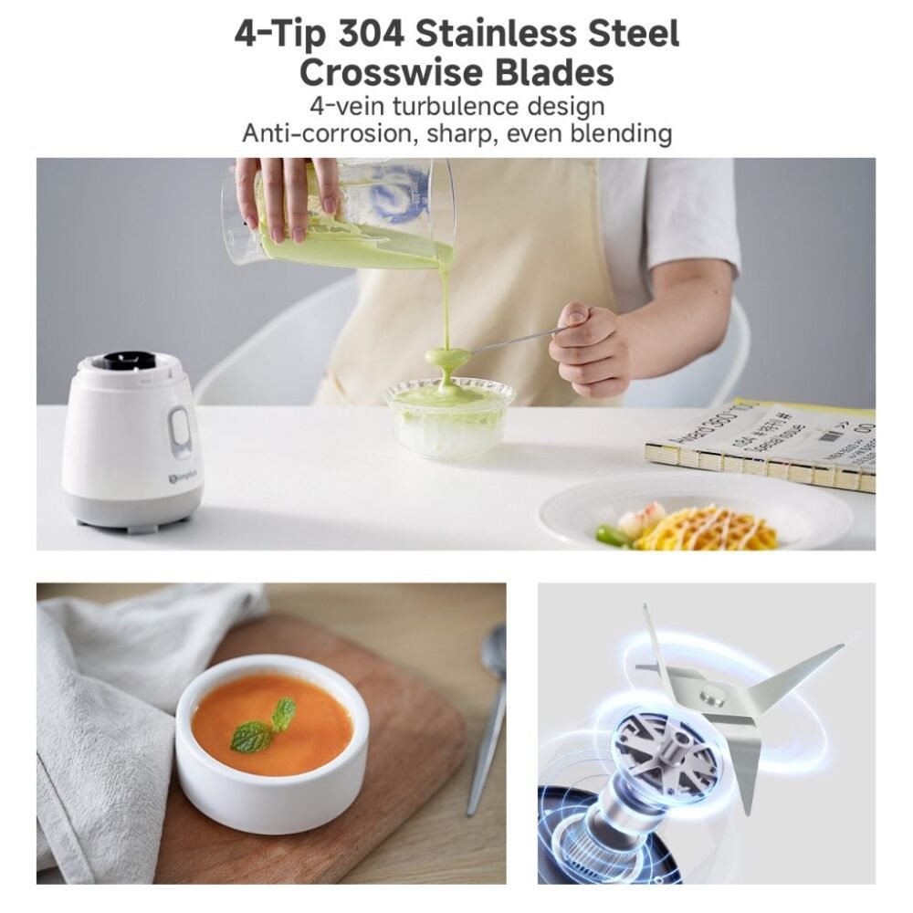 Simplus Multi-functional Blender | 600mL Capacity | 4 304 Stainless Steel Blades | Baby Food | Replacable Blades LLJH004 - Image 6