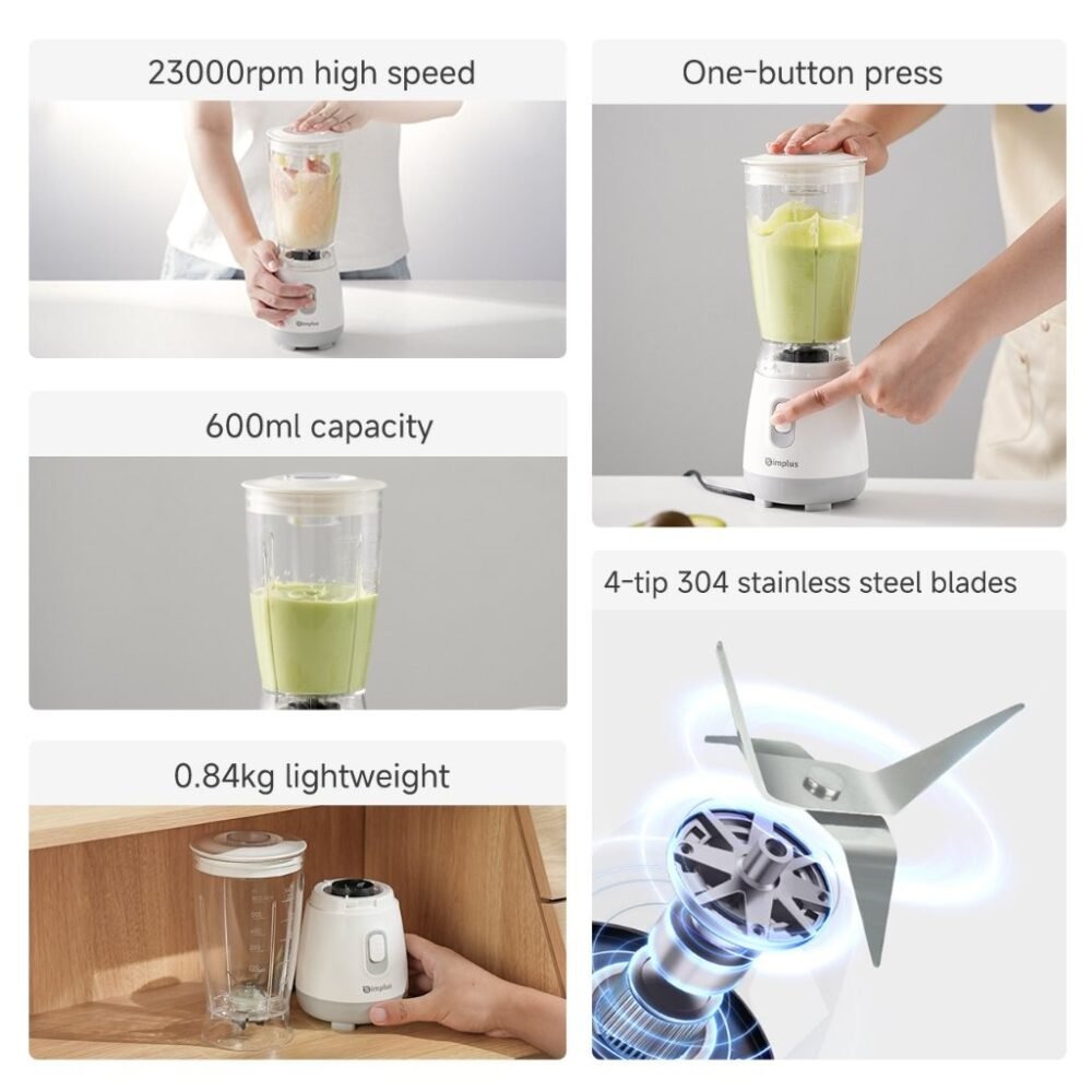 Simplus Multi-functional Blender | 600mL Capacity | 4 304 Stainless Steel Blades | Baby Food | Replacable Blades LLJH004 - Image 4